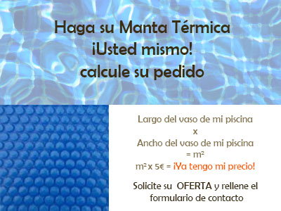 Cubierta-Manta-Cobertor-Lona Térmica-Solar 600micras ECO para piscina de 8  x 5 metros sin refuerzo